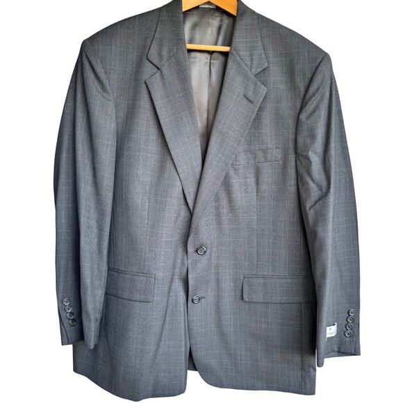 Barrington Premier Mens Suit Coat 44 Reg Dark Gray Worsted Wool Textured New - Picture 1 of 11